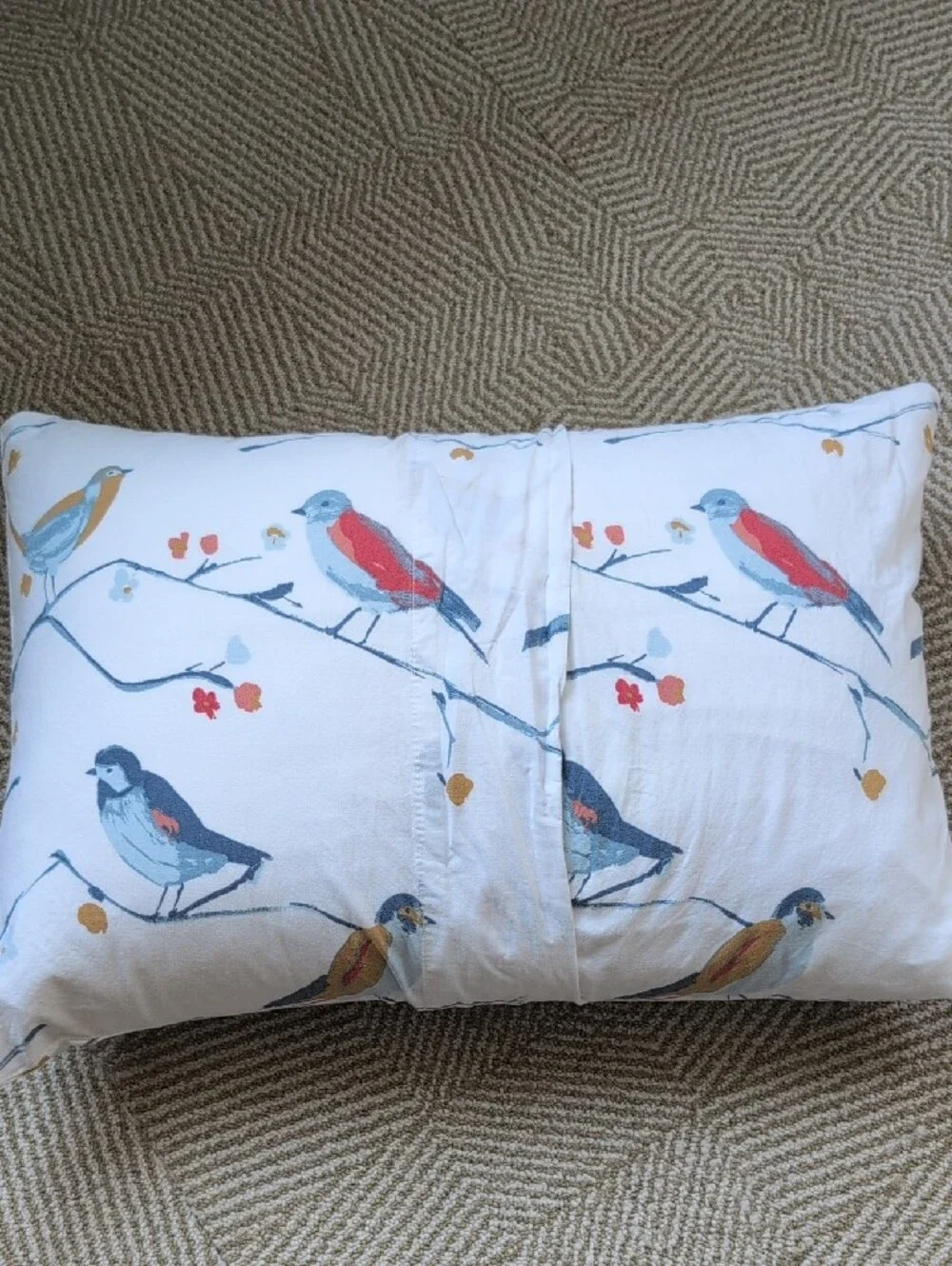 Garnet Hill Bluebird Organic-Cotton Percale Down Throw Accent Pillow Floral